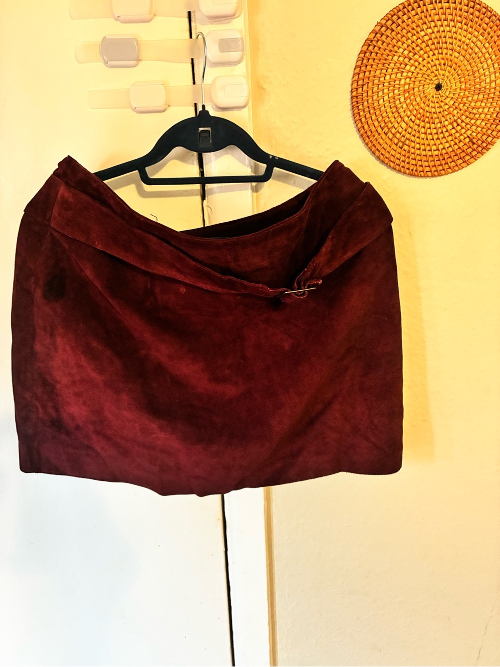 Rem Garson Deep Burgundy Suede Mini Skirt